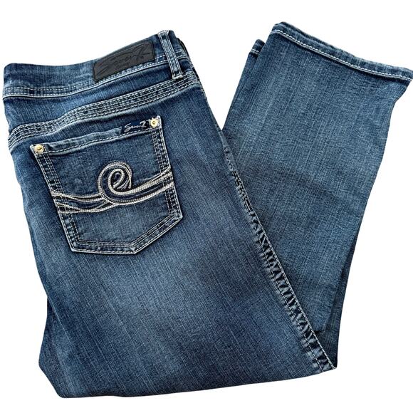 Seven7 Jeans Capri Denim Stretch Comfort - Dark Blue Cropped - Women's Size 16 - Picture 1 of 9